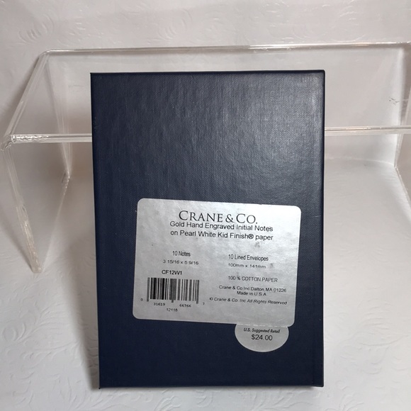 Crane & Co. Gold Engraved Inital (W) Notes on Pearl White Kid Finish Paper - Picture 2 of 3